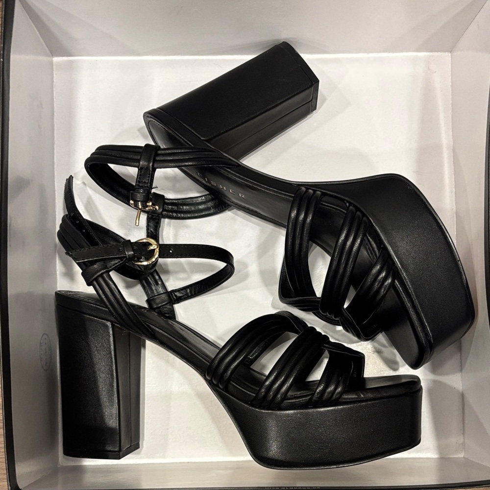Marc Fisher Black Strappy Platform Sandals